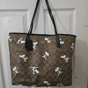 Coach Brown Snoopy Tote Bag